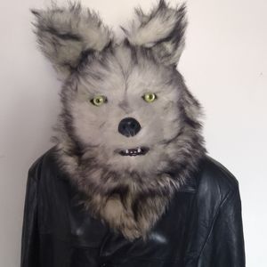 Full head moving mouth wolf mask